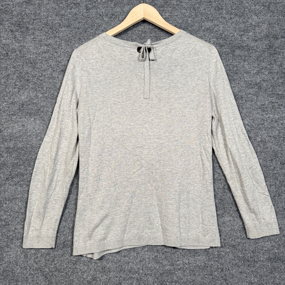 Talbots Size Medium Flamingo Sweater Gray Heathered‎ Cotton Rayon Long Sleeves - Picture 3 of 9